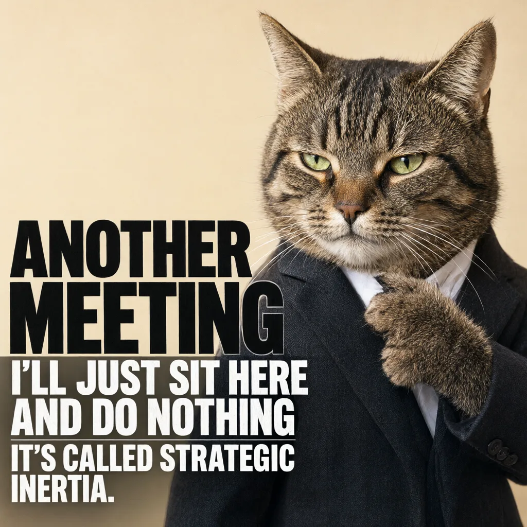 Qwen Image 2.1 Turbo sample: meme poster of a cat in a blazer